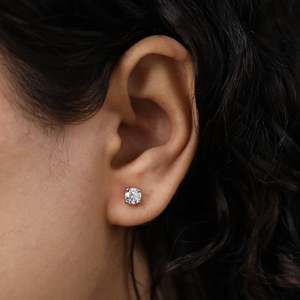 Cut Lab Grown Diamond Sterling Silver Gold Clarity VS1 F Color Yellow White Rose Tone Screw/Push <b>Back</b> Stud <b>Earrings</b> Luxury - Product Image 1