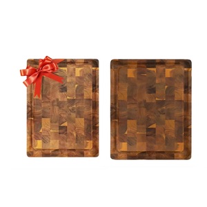 Tabla de cortar de grano de extremo de madera de Acacia 40x30 de lujo de alta calidad, ranura para jugo, tamaño personalizado, bloque de cortar para uso en utensilios de cocina - Product Image 1