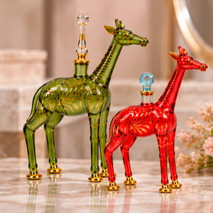 Flacon de parfum girafe en verre/cristal égyptien fait main avec gravure dorée, design animal décoratif, objet de collection 15-17cm X 9-11cm - Product Image 5
