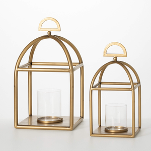 Farol de Metal Dorado Moderno Personalizado, Decoración de Iluminación Exterior para el Hogar, Hecho a Mano, Duradero, Estilo Contemporáneo, para Montar en la Pared - Product Image 1