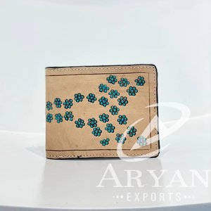 Nouvelle tendance en cuir repoussé à la main hommes portefeuilles longue fermeture éclair Turquoise portefeuilles porte-carte de crédit en cuir véritable vache garçon portefeuilles - Product Image 1