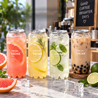 Bouteilles de jus en plastique transparent de 400 ml en gros, bocaux PET vides uniques pour l'eau, le café, le thé au lait et les jus de fruits
