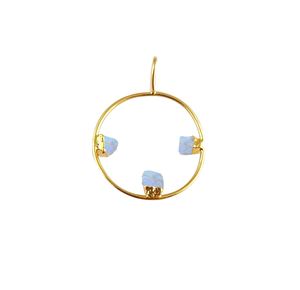 Rainbow Moonstone 30mm Plated Raw Gemstone 18K Diamond Plating Joyería al por mayor Collares Pendientes Fabricación de diseños personalizados - Product Image 1