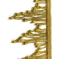 Frange décorative artisanale Kushang Textile avec perles dorées en cristal pour la maison, les vêtements et les rideaux, taille personnalisée, MOQ 1 rouleau