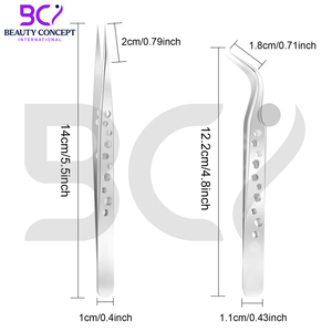 2 Pieces High-Precision Stainless Steel Eyelash Tweezers Strong Grip Pointed Tools for Lash Extension - Product Image 2