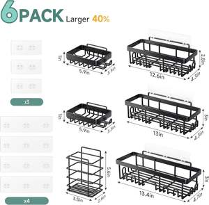 Juego de 6 Organizadores de Ducha Ecológicos de Diseño Moderno, Resistentes a la Oxidación, Adhesivos sin Perforación, Porta Jabón de Gran Capacidad para Baño - Product Image 2