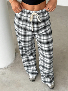 Ventes en gros de pyjamas d'hiver unisexes, pantalons en flanelle, taille élastique, devant plat, à carreaux, doux, pantalons de nuit pour garçons, pantalons pour hommes - Product Image 2