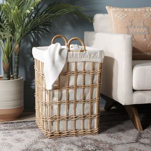 Stylish Natural <b>Rattan</b> <b>Laundry</b> <b>Basket</b> With Durable Handles Perfect For Moving Clothes Easily From Room To <b>Laundry</b> Space - Product Image 3