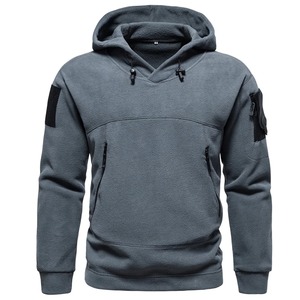 Sudadera de lana polar gruesa para hombre, sudadera deportiva negra a prueba de viento de gran tamaño, ropa de calle para hombre - Product Image 6