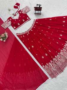 Vente chaude Readymade Indian Designer Lehenga Choli Avec Dupatta Georgette Avec Sequin Travail De Mariage, Party Wear Bollywood Outfit - Product Image 3