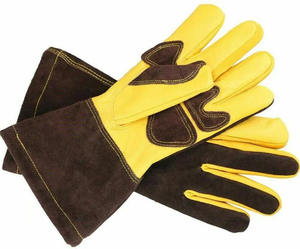 Guantes de cuero de protección de mano dividida de vaca Guantes de trabajo de seguridad de soldadura de cuero - Product Image 4