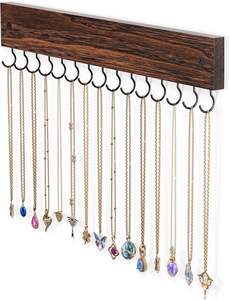 Ensemble de porte-bijoux mural à deux niveaux en bois brûlé, style classique, écologique, design flexible de 50 cm - Product Image 2