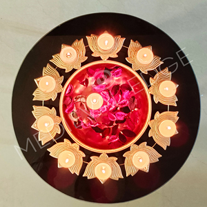 Tazón Urli de hierro grande de alta calidad, decoración festiva original del hogar de la fábrica India para la oficina de Diwali; Regalo de decoración de flores flotantes - Product Image 5