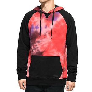 Basics Mens Red and Black Tie Dye Hoodie Pullover Fleece Sudadera Casual Streetwear OEM ODM Wholesale 2026 - Product Image 5