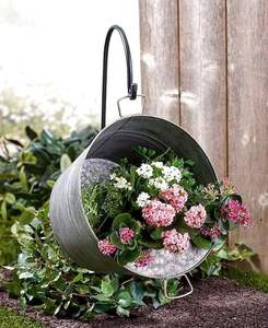 Jardinières suspendues rondes en métal galvanisé pour jardin extérieur, pot pour support de fleur suspendu, décoration de la maison pour salon cuisine - Product Image 4