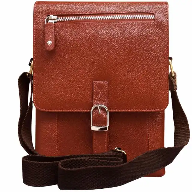 Brown Messenger Bags Vintage Look Genuine Leather Double Pocket Unisex Leather Messenger Bag For Sale Best Quality