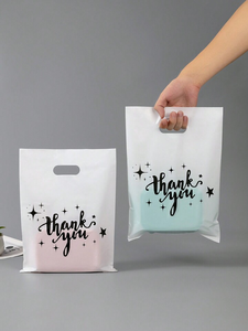 Merci HDPE transporter sac à provisions impression personnalisée logo Transparent découpé en plastique au détail Durable mode sac cosmétique - Product Image 2