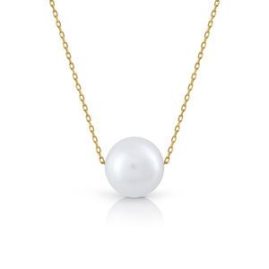Collana in Oro Giallo 18k con Perla Naturale Mobile, Lunghezza 40-42.5-45cm, Elegante e Lussuosa, Prodotta in Spagna - Product Image 1