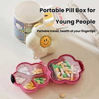 Boîte de rangement en forme de fleur, organisateur de bijoux portable, mini étui à pilules divisé pour voyage, conteneur de rangement cosmétique multifonctionnel