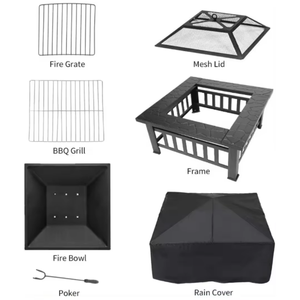 Brasero Multifuncional para Exteriores, Estufa de Leña, Fogata Portátil de Gas con Cubierta, Protector de Chispas y Palo para Leña - Product Image 2