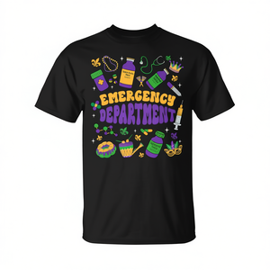 Camiseta de Enfermera de Emergencias para el Día de Mardi Gras, para Uso Promocional en Salas de Emergencias o Clínicas - Product Image 2