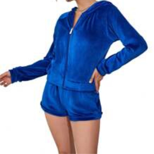 2026เซ็ตกำมะหยี่2ชิ้นสำหรับผู้หญิงฤดูหนาวชุดกางเกงขาสั้นผ้ายืดเชือกยางยืดรัดรูปแห้งเร็วระบายอากาศแบบลำลอง - Product Image 1