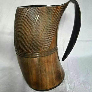 Taza grande y elegante con cuerno de búfalo envejecido, diseño de artesanía natural ecológico de alta calidad inspirado en el recipiente vikingo para beber - Product Image 4