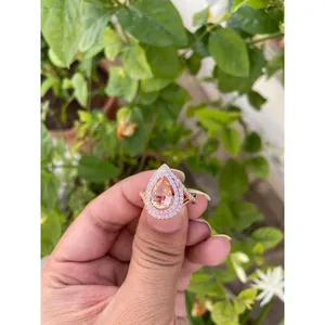 Bague en Morganite Poire en Argent Sterling 925 Faite à la Main, Fournisseur de Bijoux en Gros - Product Image 6