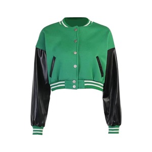 Chaqueta universitaria recortada para mujer más vendida con logotipo personalizado bordado OEM Letterman Style Streetwear - Product Image 1