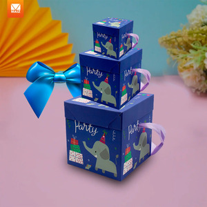 Set di 3 Scatole Regalo in Cartone per Festa di Compleanno a Tema Elefante - Colori Assortiti - Product Image 4