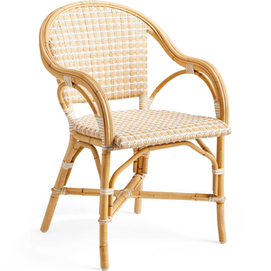 Sillón de Ratán Vintage para Interiores y Exteriores, Silla de Comedor de Mimbre, Muebles de Ratán Natural para Patio, Terraza, Cafetería, Bistro, Restaurante - Product Image 1