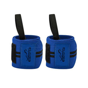 Suministro directo de fábrica Muñequeras ajustables de neopreno Negro Azul Soporte transpirable para levantamiento de pesas Deadlift Precios al por mayor - Product Image 1