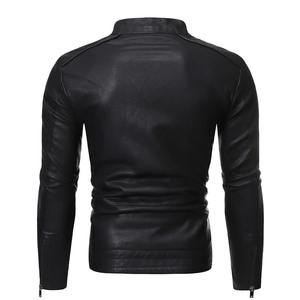 <b>Men's</b> Slim Fit Motorcycle Bicycle <b>Jacket</b> New PU Leather Black and Blue Color Enhanced Visibility Clothing <b>jacket</b> for <b>men</b> - Product Image 3