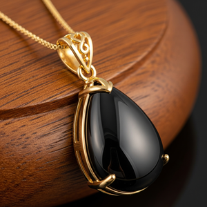 925 Sterling Silver Dainty Chain Minimaliste Naturel Noir Onyx Goutte Forme Pendentif Guérison Cristal Mode Pendentifs Cadeau Dainty - Product Image 5