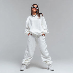 Ensemble survêtement d'hiver coupe-vent surdimensionné pour femmes, sweat-shirts à épaules tombantes, pantalon de survêtement ample, streetwear, sweat-shirt ample, pantalon de survêtement - Product Image 2