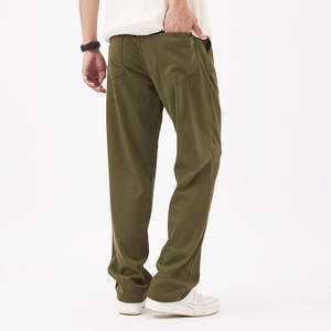 Pantalones de chándal teñidos lisos con estampado acolchado antiarrugas OEM para hombre, ropa de calle, pantalones acampanados, tejido no tejido apilado de lana 100% - Product Image 3