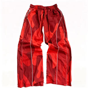 Custom Canvas Vintage Fashion Mid Lace Wide Leg <b>Camo</b> Printed Stacked <b>Men's</b> Winter Waterproof Sweatpants Streetwear Heavyweight - Product Image 1