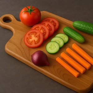 Planche à découper en bois artisanale avec des coins arrondis, finition lisse, passe au lave-vaisselle, épaisseur de 1,5 cm - Décoration de cuisine artisanale - Product Image 1