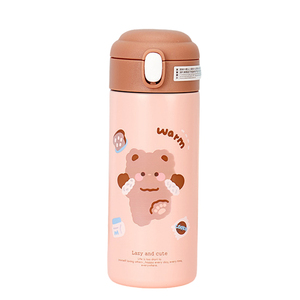 Tasse thermos isotherme en acier inoxydable Kawaii Cartoons Flacon à vide pour café, thé, lait, voyage, paille, ours mignon - Product Image 3