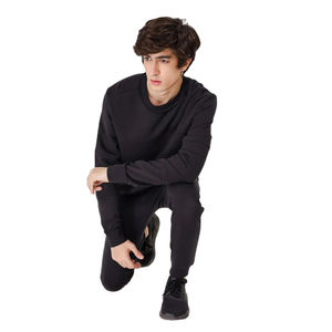 Sweat-shirt à capuche en molleton pour homme en coton 100% décontracté, taille plus, uni, et pantalon de survêtement assorti - Product Image 5