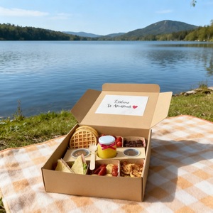 Mang thức ăn đi dã ngoại trong hộp nhiều ngăn bằng giấy Kraft - Product Image 1