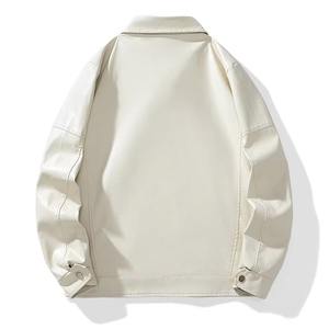 Veste en cuir pour homme, tendance automne, col montant, à capuche, respirante, coupe-vent, moto, punk, manches longues, fermeture éclair, vêtements d'extérieur - Product Image 3