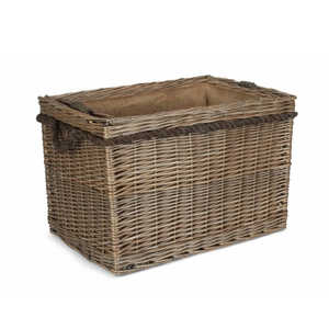 Cesta de troncos de mimbre con mango rectangular con cuerda Producto elegante de estilo rural - Product Image 2