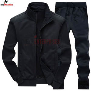 Venta al por mayor Casual Color sólido personalizado cremallera manga larga bolsillos laterales hombres chándal transpirable buena calidad hombres deporte chándal - Product Image 2
