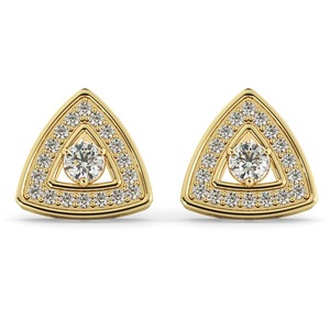 Boucles d'oreilles triangulaires en diamant rond taillé halo, 0,96 ct, diamant cultivé en laboratoire, en platine, pour occasions spéciales - Product Image 2