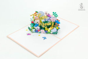 Tarjeta de felicitación de ramo de flores 3D colorida personalizada para la artesanía del Día de la madre a bajo precio con cantidad a granel - Product Image 4