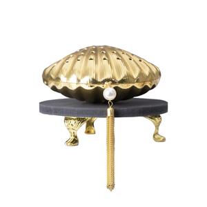 Brûleur d'encens en céramique et métal SEA AHELL - Écologique, fait à la main, longue durée, pour les cadeaux du Ramadan et de l'Aïd, Inde, Brushstroke Bliss - Product Image 3