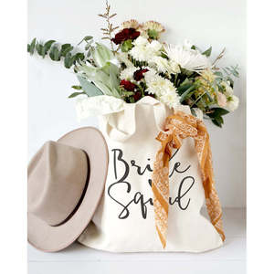 Sac fourre-tout en toile de coton pour la mariée et son équipe, fermeture ouverte, couleur unie - Product Image 5