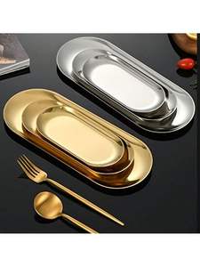 Plateau de service en acier inoxydable de haute qualité avec finition de style antique brossé pour les salles à manger - Product Image 5