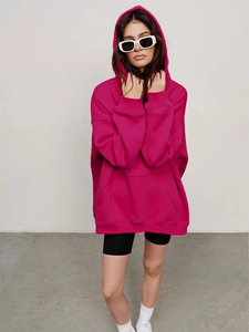 Sudaderas con capucha de invierno de alta calidad con bolsillo de canguro, ajuste holgado para mujer, sudaderas con capucha transpirables con hombros caídos para mujer - Product Image 6